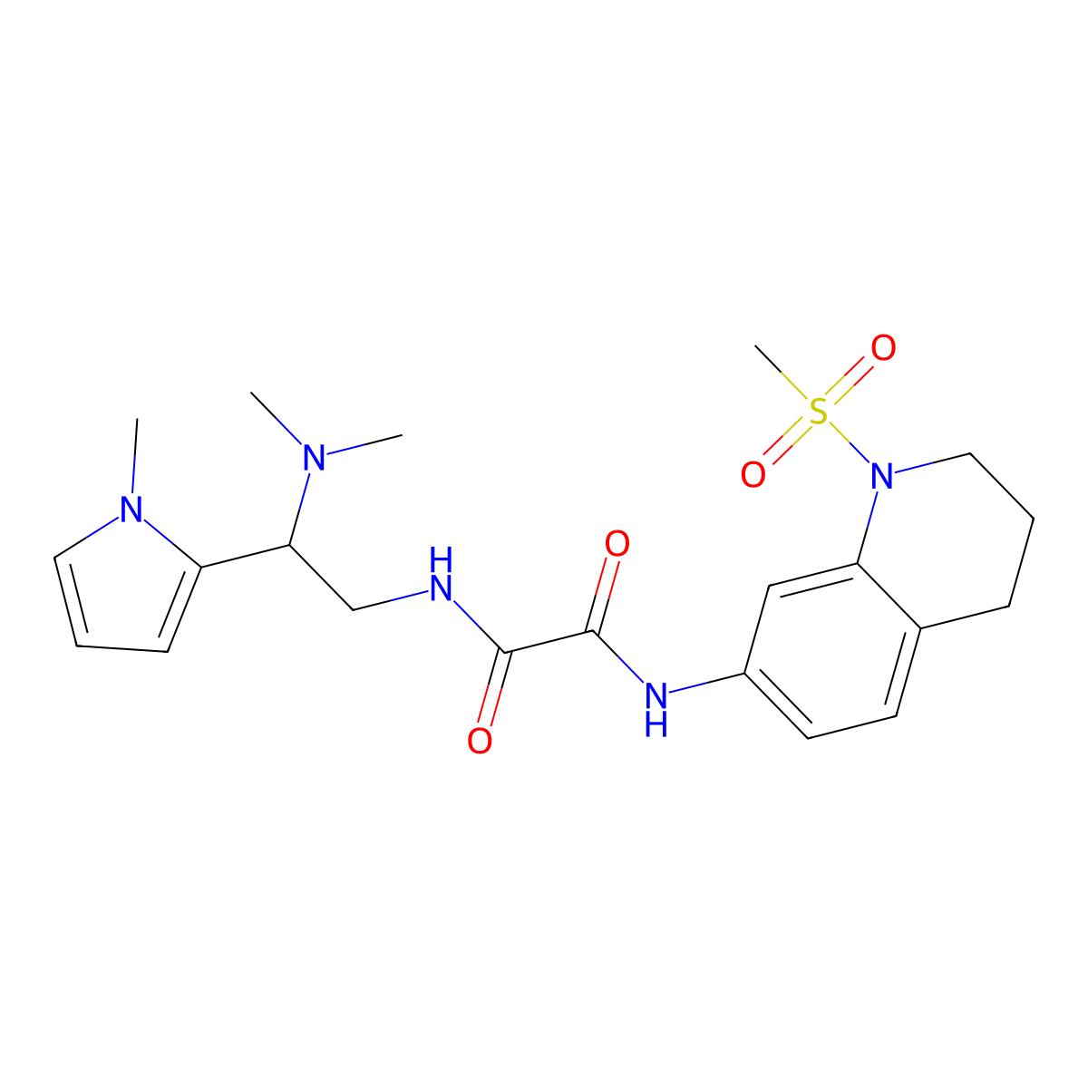 N1-(2-(dimethylamino)-2-(1-methyl-1H-pyrrol-2-yl)ethyl)-N2-(1-(methylsulfonyl)-1,2,3,4-tetrahydroquinolin-7-yl)oxalamide molecular structure, CAS 1251552-68-7