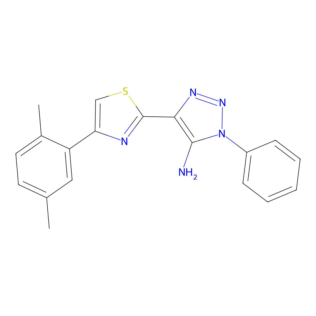 4-[4-(2,5-dimethylphenyl)-1,3-thiazol-2-yl]-1-phenyl-1H-1,2,3-triazol-5-amine molecular structure, CAS 1251552-72-3