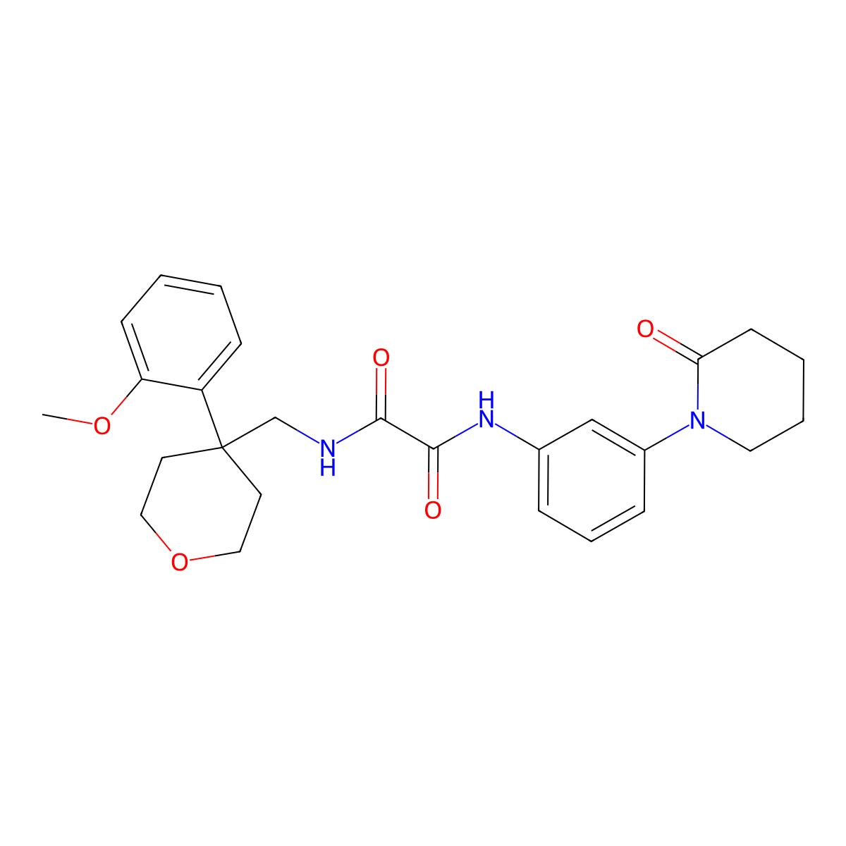 N1-((4-(2-methoxyphenyl)tetrahydro-2H-pyran-4-yl)methyl)-N2-(3-(2-oxopiperidin-1-yl)phenyl)oxalamide molecular structure, CAS 1251552-73-4