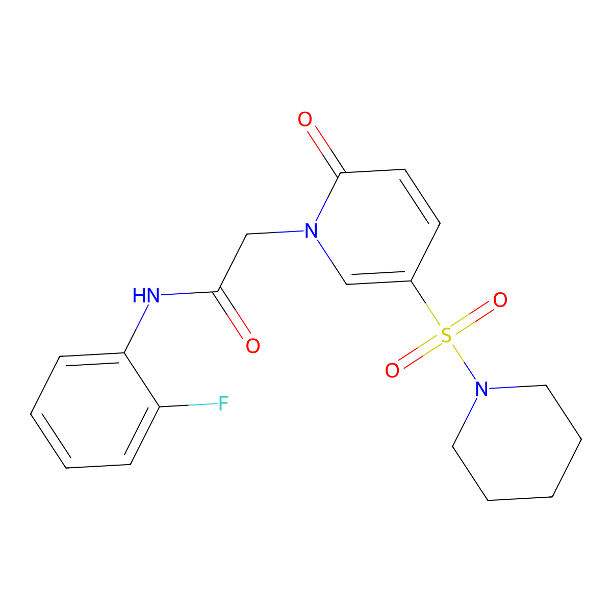 N-(2-fluorophenyl)-2-[2-oxo-5-(piperidin-1-ylsulfonyl)pyridin-1(2H)-yl]acetamide molecular structure, CAS 1251552-84-7