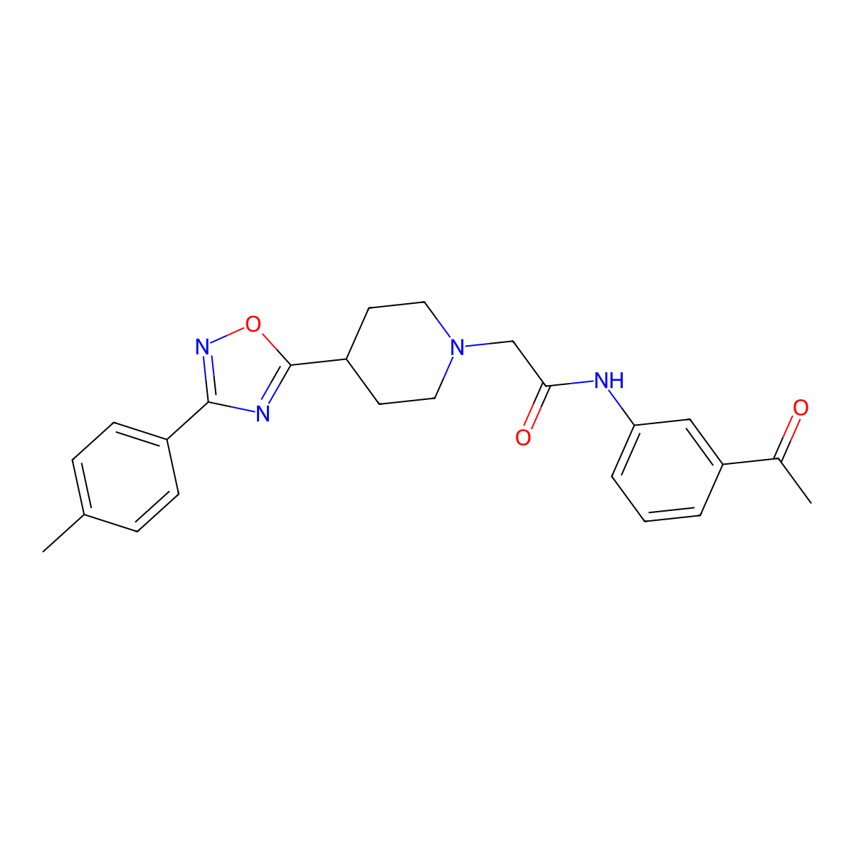 N-(3-acetylphenyl)-2-{4-[3-(4-methylphenyl)-1,2,4-oxadiazol-5-yl]piperidin-1-yl}acetamide molecular structure, CAS 1251552-87-0