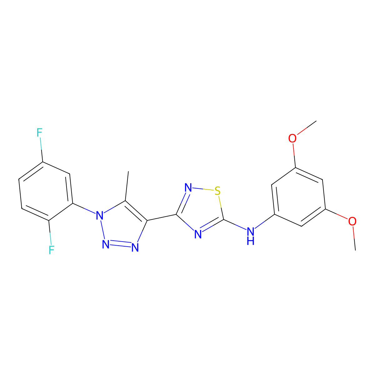 3-[1-(2,5-difluorophenyl)-5-methyl-1H-1,2,3-triazol-4-yl]-N-(3,5-dimethoxyphenyl)-1,2,4-thiadiazol-5-amine molecular structure, CAS 1251552-88-1
