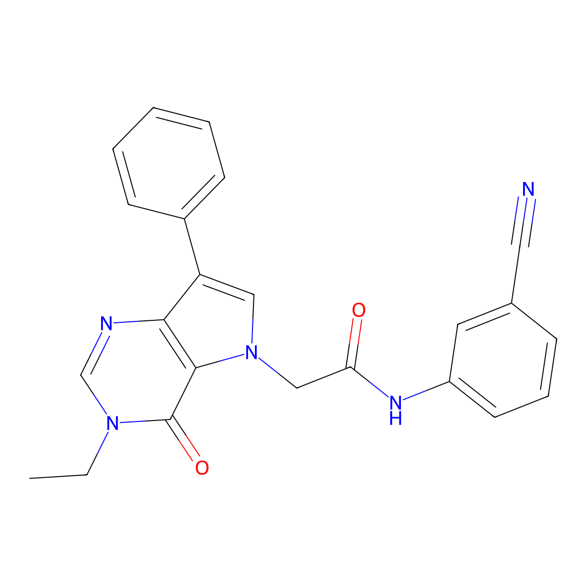 N-(3-cyanophenyl)-2-(3-ethyl-4-oxo-7-phenyl-3H-pyrrolo[3,2-d]pyrimidin-5(4H)-yl)acetamide molecular structure, CAS 1251552-89-2