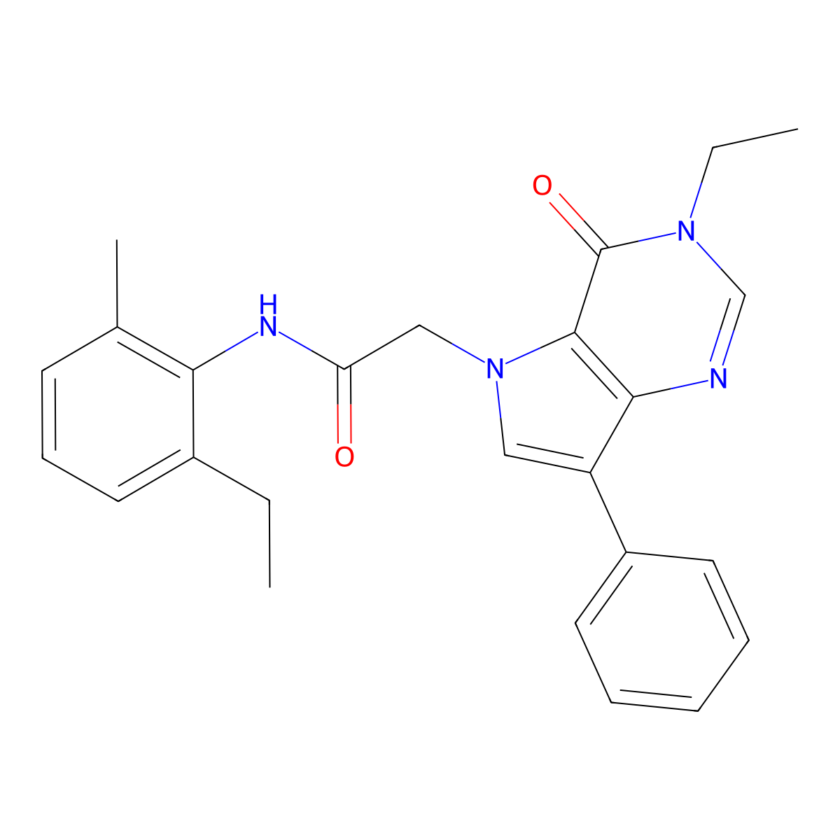 N-(2-ethyl-6-methylphenyl)-2-(3-ethyl-4-oxo-7-phenyl-3,4-dihydro-5H-pyrrolo[3,2-d]pyrimidin-5-yl)acetamide molecular structure, CAS 1251552-90-5