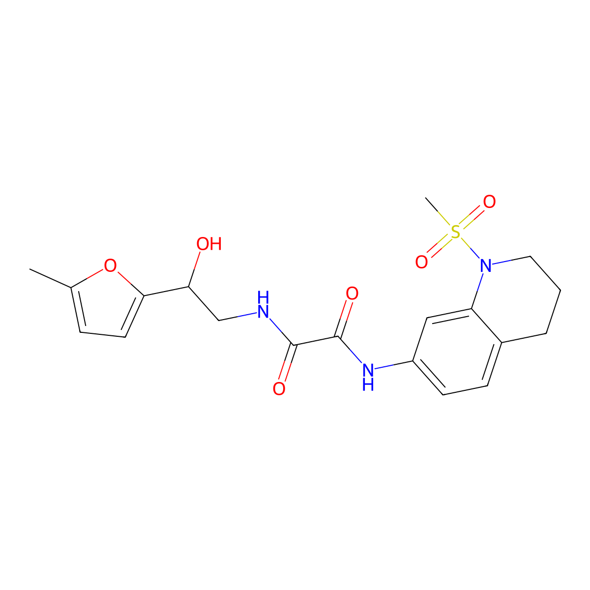 N1-(2-hydroxy-2-(5-methylfuran-2-yl)ethyl)-N2-(1-(methylsulfonyl)-1,2,3,4-tetrahydroquinolin-7-yl)oxalamide molecular structure, CAS 1251552-91-6