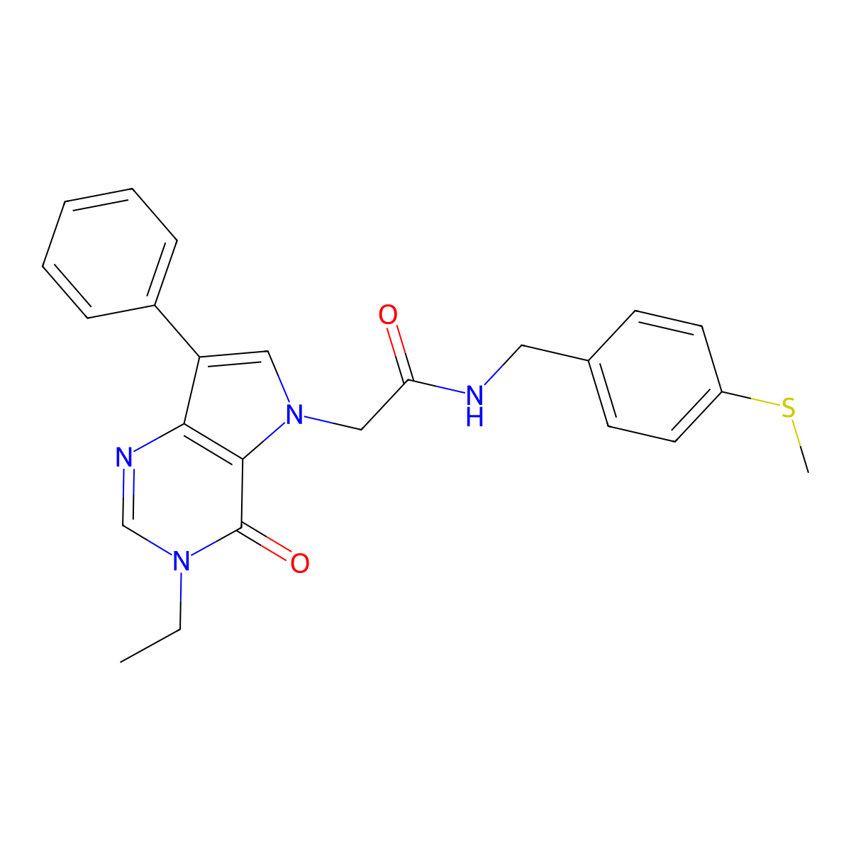 2-(3-ethyl-4-oxo-7-phenyl-3,4-dihydro-5H-pyrrolo[3,2-d]pyrimidin-5-yl)-N-[4-(methylsulfanyl)benzyl]acetamide molecular structure, CAS 1251552-97-2