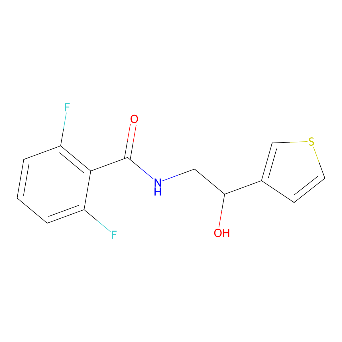 2,6-difluoro-N-(2-hydroxy-2-(thiophen-3-yl)ethyl)benzamide molecular structure, CAS 1251553-02-2