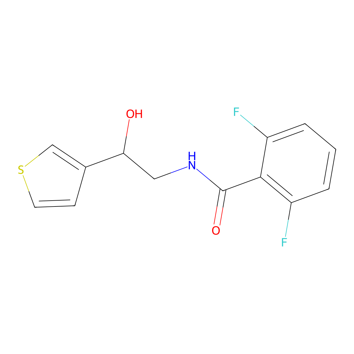 2,6-difluoro-N-(2-hydroxy-2-(thiophen-3-yl)ethyl)benzamide molecular structure, CAS 1251553-02-2