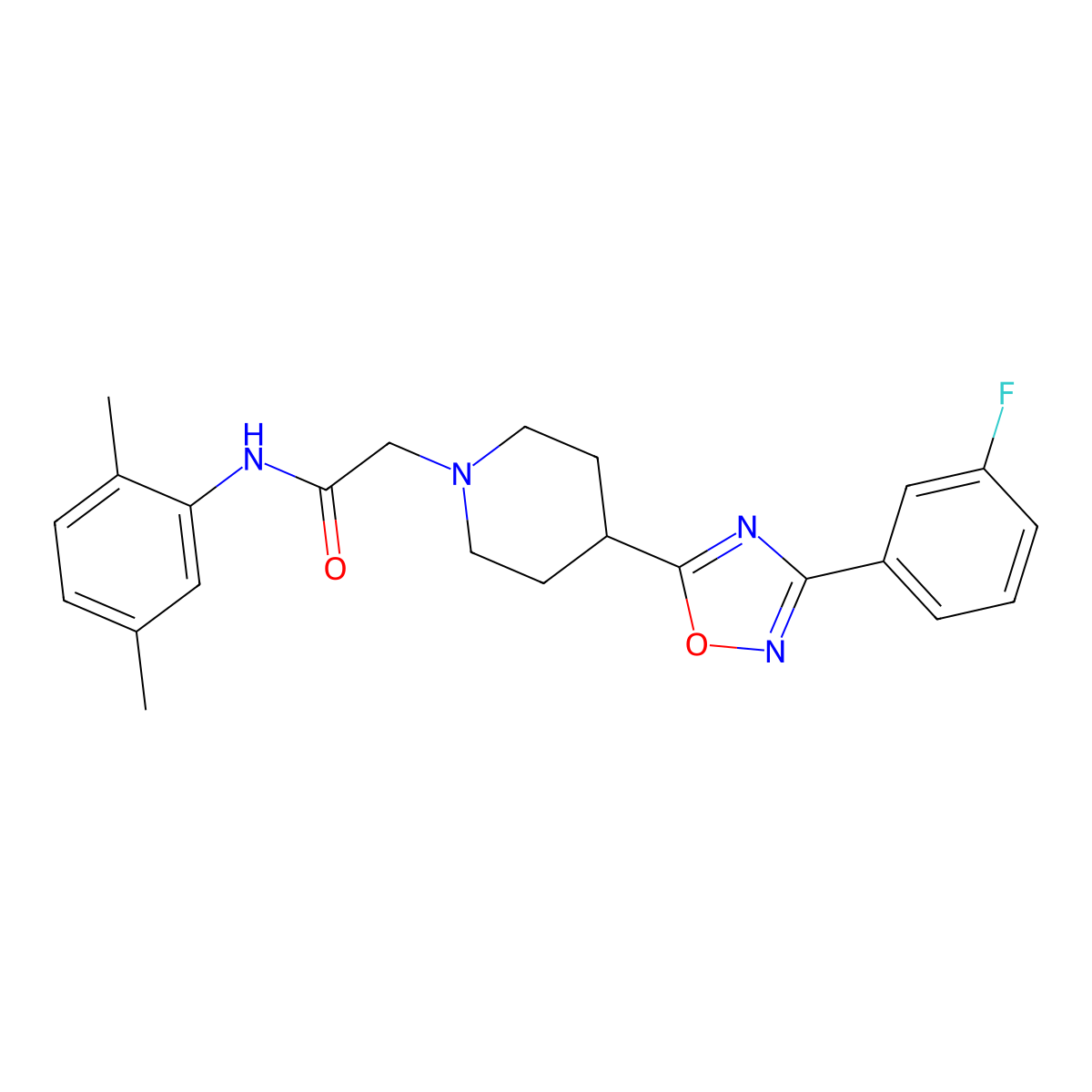 N-(2,5-dimethylphenyl)-2-{4-[3-(3-fluorophenyl)-1,2,4-oxadiazol-5-yl]piperidin-1-yl}acetamide molecular structure, CAS 1251553-03-3