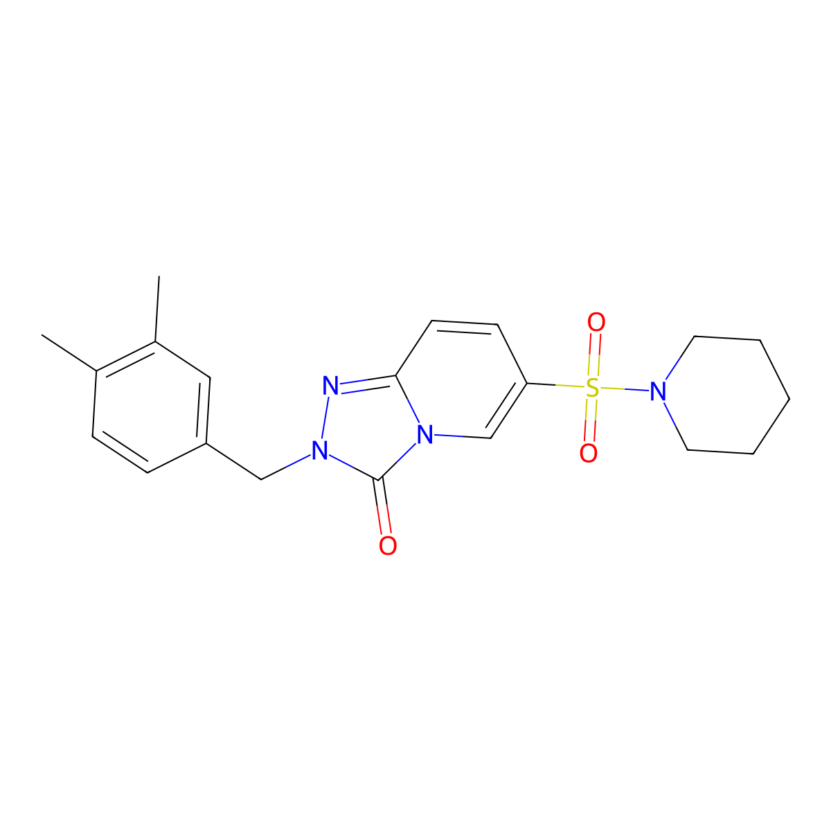 2-[(3,4-dimethylphenyl)methyl]-6-(piperidine-1-sulfonyl)-2H,3H-[1,2,4]triazolo[4,3-a]pyridin-3-one molecular structure, CAS 1251553-06-6