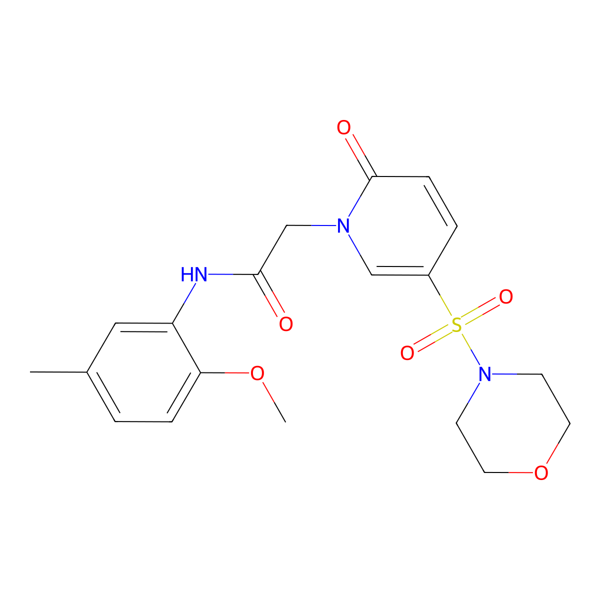 N-(2-methoxy-5-methylphenyl)-2-[5-(morpholin-4-ylsulfonyl)-2-oxopyridin-1(2H)-yl]acetamide molecular structure, CAS 1251553-07-7
