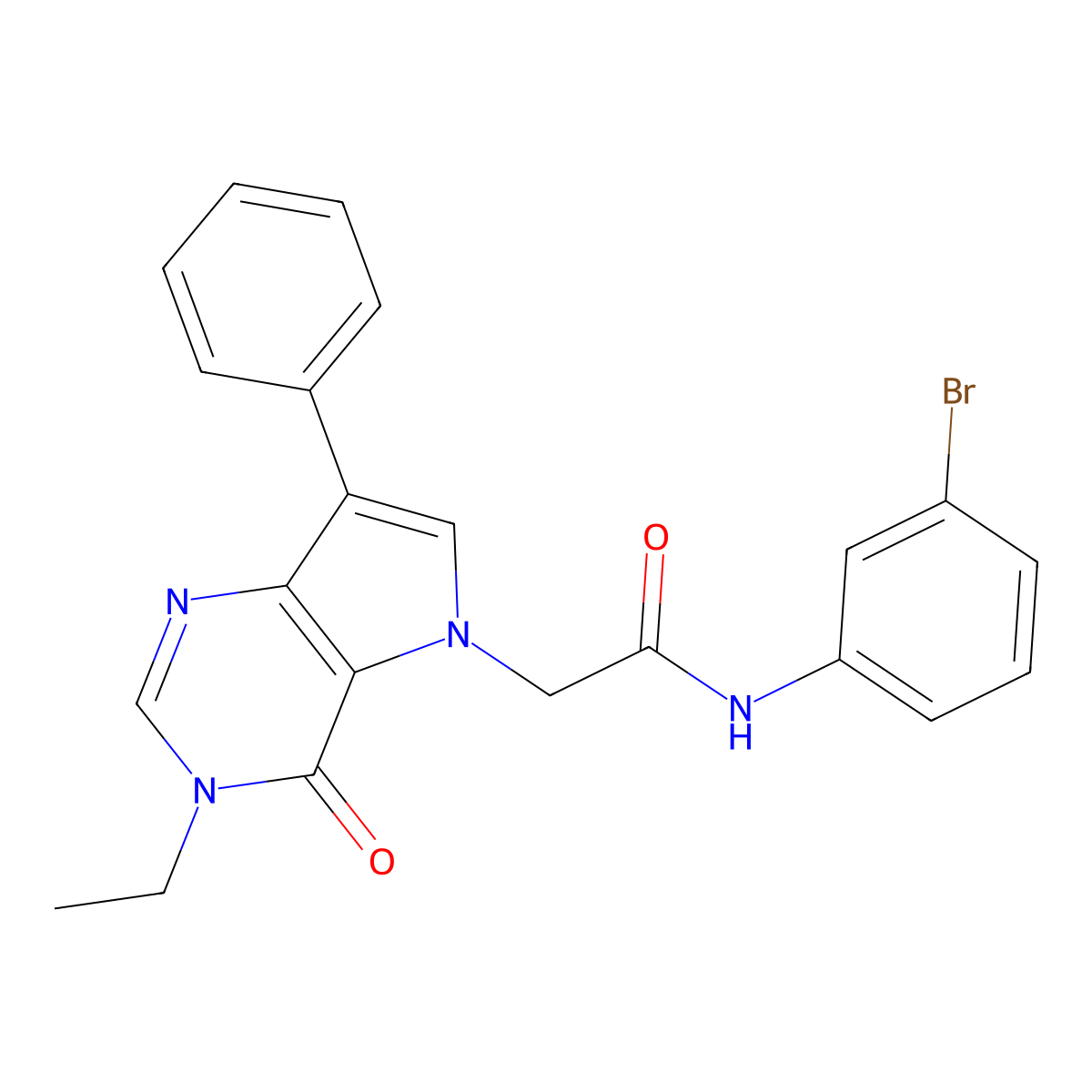 N-(3-bromophenyl)-2-(3-ethyl-4-oxo-7-phenyl-3,4-dihydro-5H-pyrrolo[3,2-d]pyrimidin-5-yl)acetamide molecular structure, CAS 1251553-11-3