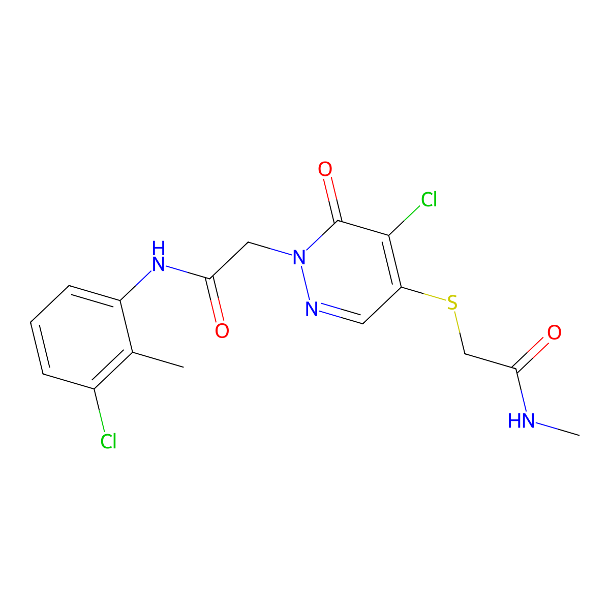 2-((5-chloro-1-(2-((3-chloro-2-methylphenyl)amino)-2-oxoethyl)-6-oxo-1,6-dihydropyridazin-4-yl)thio)-N-methylacetamide molecular structure, CAS 1251553-12-4