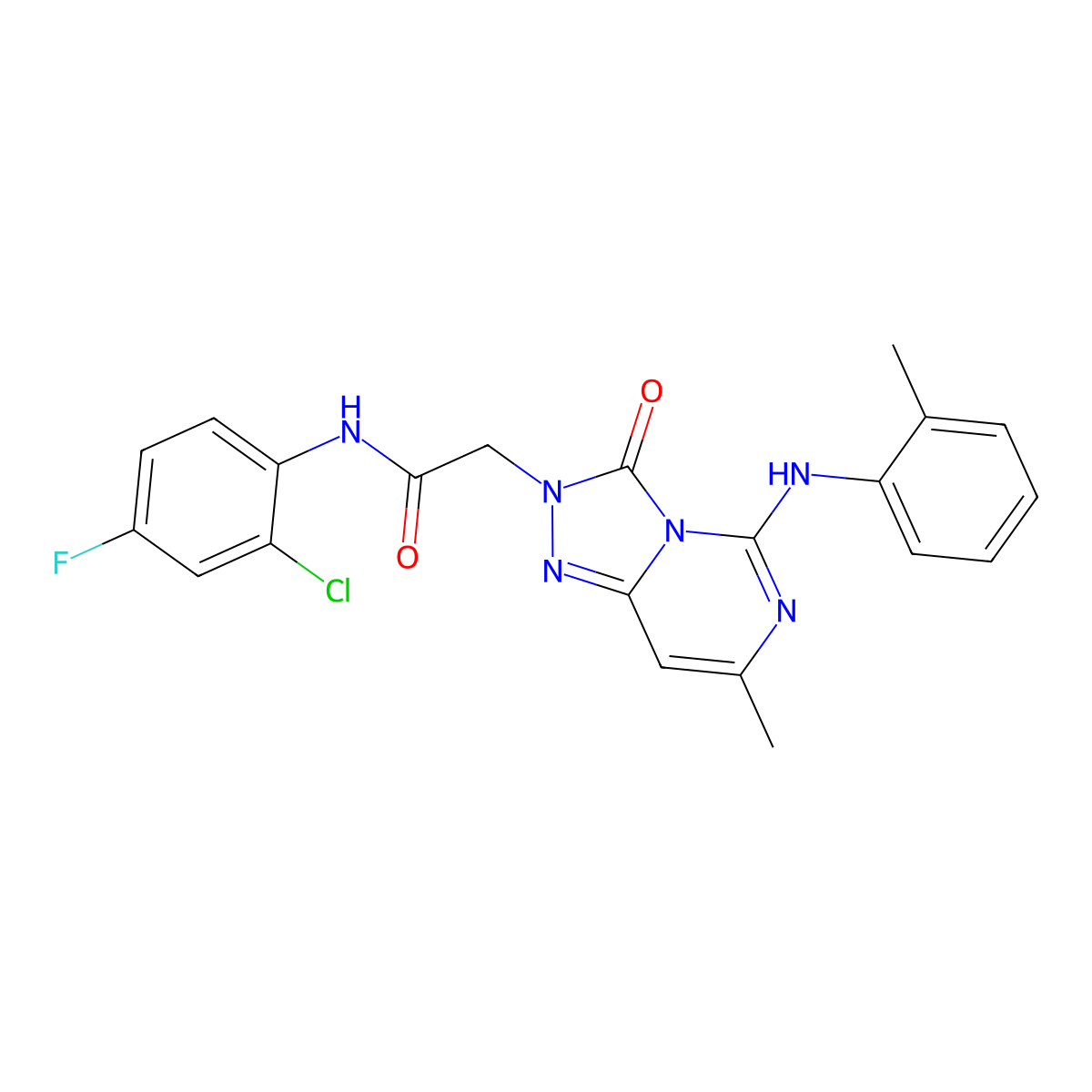 N-(2-chloro-4-fluorophenyl)-2-{7-methyl-5-[(2-methylphenyl)amino]-3-oxo-2H,3H-[1,2,4]triazolo[4,3-c]pyrimidin-2-yl}acetamide molecular structure, CAS 1251553-13-5