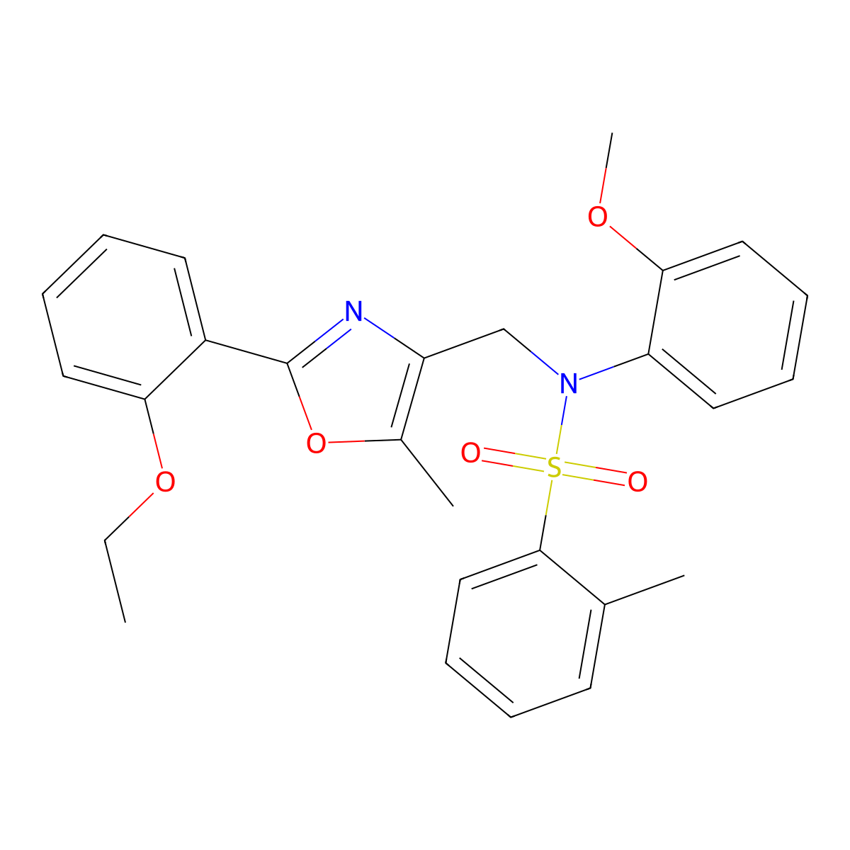 N-[[2-(2-ethoxyphenyl)-5-methyl-1,3-oxazol-4-yl]methyl]-N-(2-methoxyphenyl)-2-methylbenzenesulfonamide molecular structure, CAS 1251553-14-6