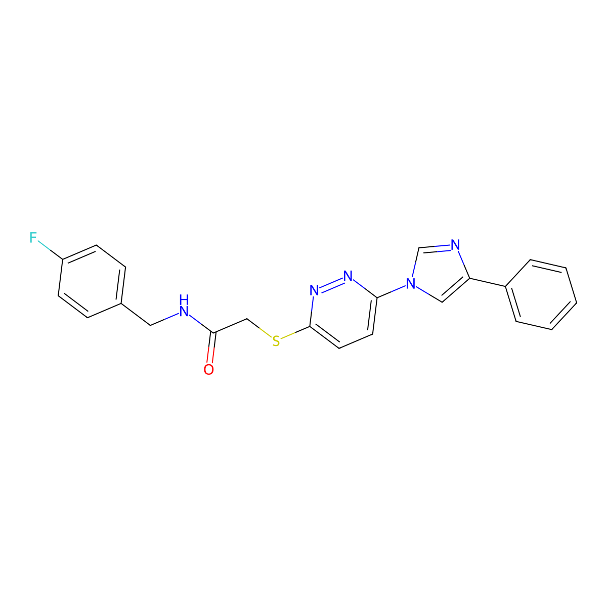 N-(4-fluorobenzyl)-2-((6-(4-phenyl-1H-imidazol-1-yl)pyridazin-3-yl)thio)acetamide molecular structure, CAS 1251553-15-7
