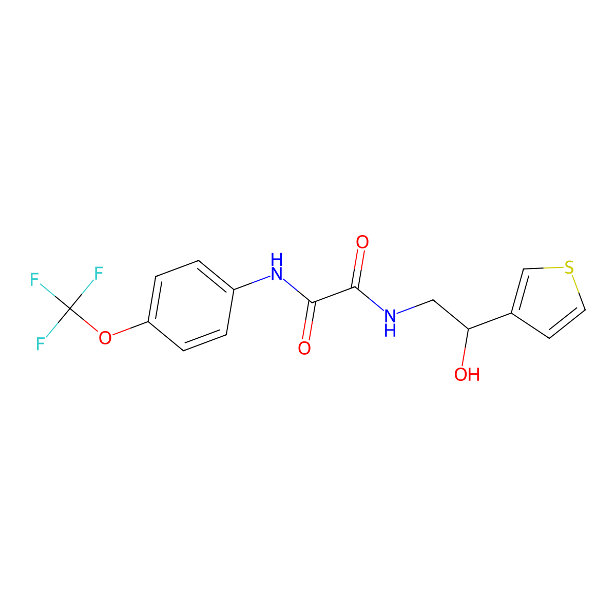 N1-(2-hydroxy-2-(thiophen-3-yl)ethyl)-N2-(4-(trifluoromethoxy)phenyl)oxalamide molecular structure, CAS 1251553-16-8