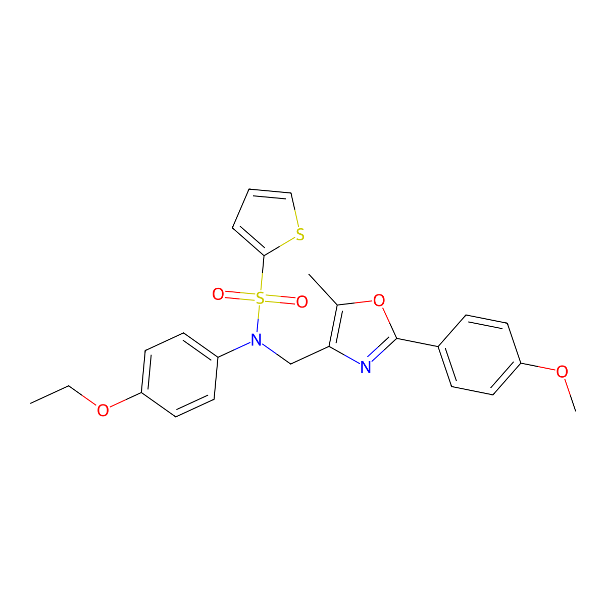 N-(4-ethoxyphenyl)-N-{[2-(4-methoxyphenyl)-5-methyl-1,3-oxazol-4-yl]methyl}thiophene-2-sulfonamide molecular structure, CAS 1251553-20-4