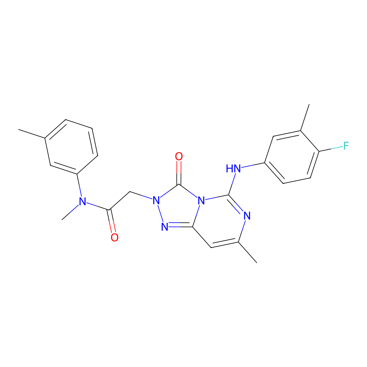 2-{5-[(4-fluoro-3-methylphenyl)amino]-7-methyl-3-oxo-2H,3H-[1,2,4]triazolo[4,3-c]pyrimidin-2-yl}-N-methyl-N-(3-methylphenyl)acetamide molecular structure, CAS 1251553-21-5