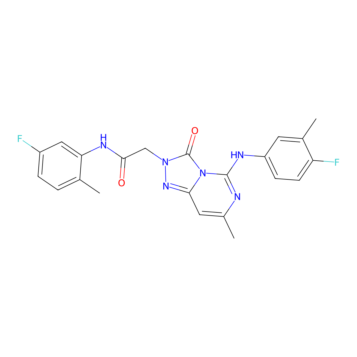 N-(5-fluoro-2-methylphenyl)-2-{5-[(4-fluoro-3-methylphenyl)amino]-7-methyl-3-oxo-2H,3H-[1,2,4]triazolo[4,3-c]pyrimidin-2-yl}acetamide molecular structure, CAS 1251553-28-2
