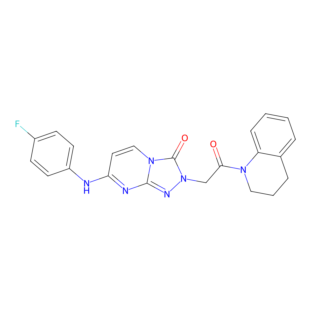 2-{2-[3,4-dihydro-1(2H)-quinolinyl]-2-oxoethyl}-7-(4-fluoroanilino)[1,2,4]triazolo[4,3-a]pyrimidin-3(2H)-one molecular structure, CAS 1251553-34-0