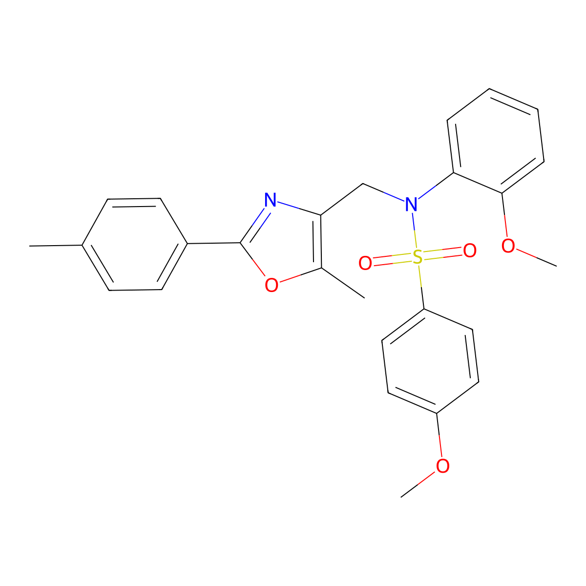 4-methoxy-N-(2-methoxyphenyl)-N-{[5-methyl-2-(4-methylphenyl)-1,3-oxazol-4-yl]methyl}benzene-1-sulfonamide molecular structure, CAS 1251553-36-2