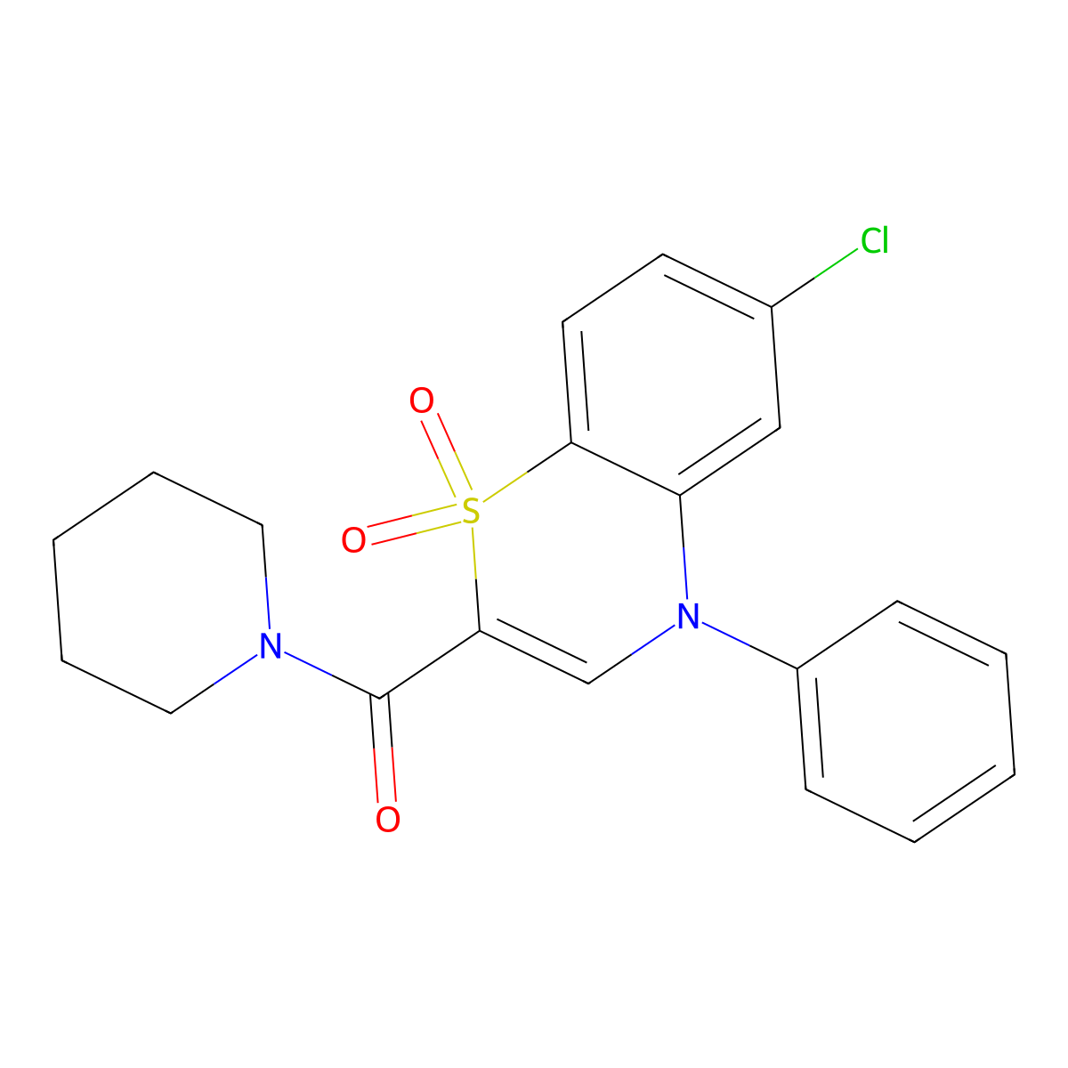 6-chloro-4-phenyl-2-(piperidine-1-carbonyl)-4H-1lambda6,4-benzothiazine-1,1-dione molecular structure, CAS 1251553-39-5