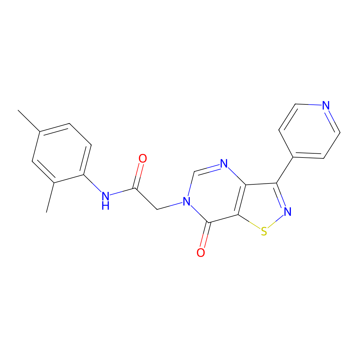 N-(2,4-dimethylphenyl)-2-(7-oxo-3-(pyridin-4-yl)isothiazolo[4,5-d]pyrimidin-6(7H)-yl)acetamide molecular structure, CAS 1251553-42-0