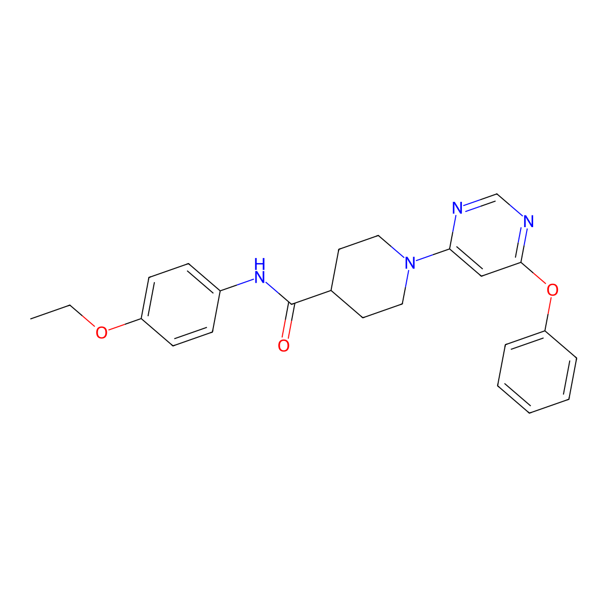 N-(4-ethoxyphenyl)-1-(6-phenoxypyrimidin-4-yl)piperidine-4-carboxamide molecular structure, CAS 1251553-44-2
