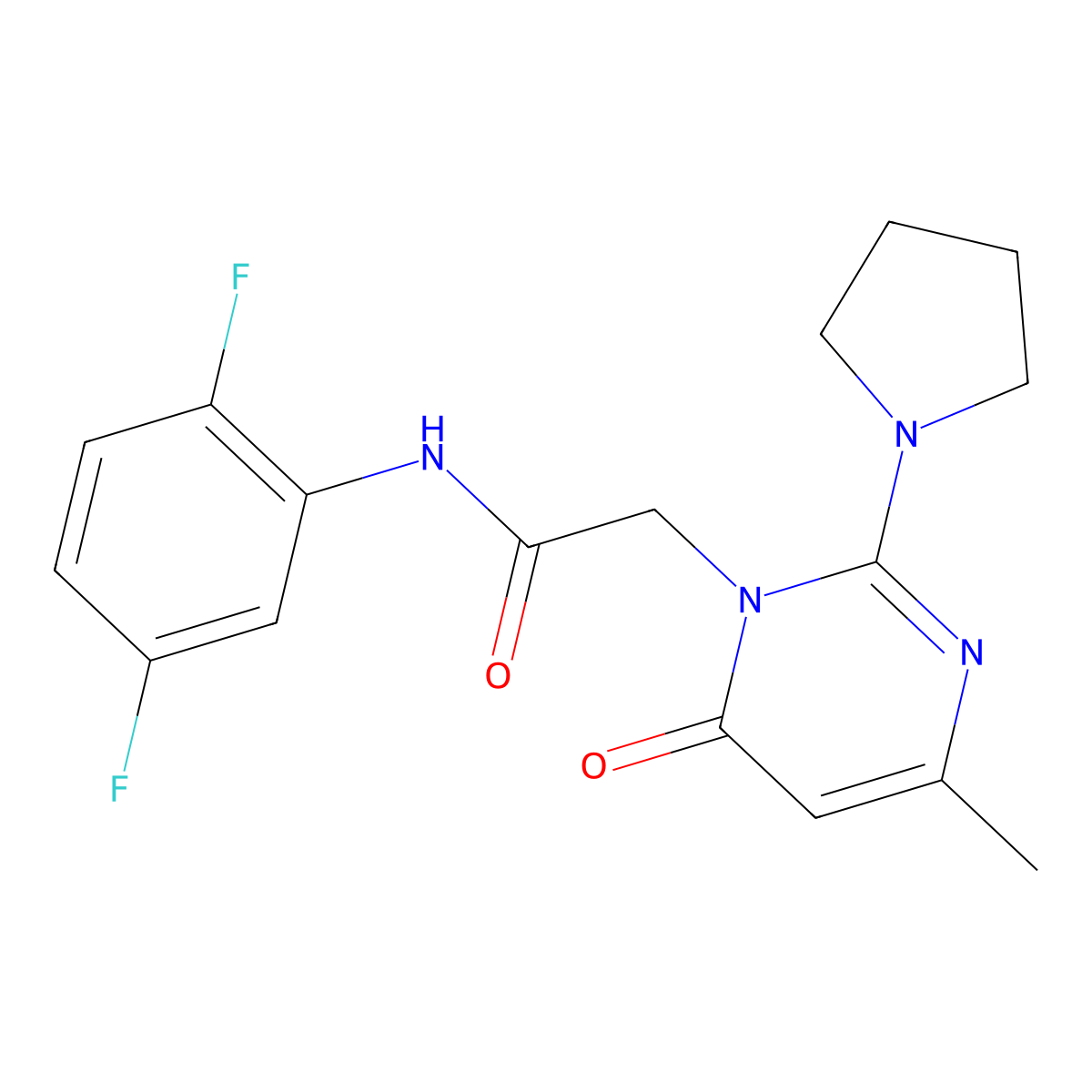 N-(2,5-difluorophenyl)-2-[4-methyl-6-oxo-2-(pyrrolidin-1-yl)-1,6-dihydropyrimidin-1-yl]acetamide molecular structure, CAS 1251553-45-3