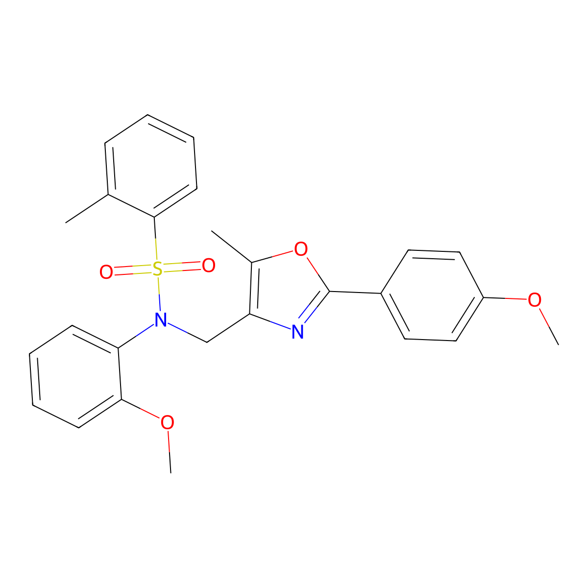 N-(2-methoxyphenyl)-N-{[2-(4-methoxyphenyl)-5-methyl-1,3-oxazol-4-yl]methyl}-2-methylbenzene-1-sulfonamide molecular structure, CAS 1251553-46-4