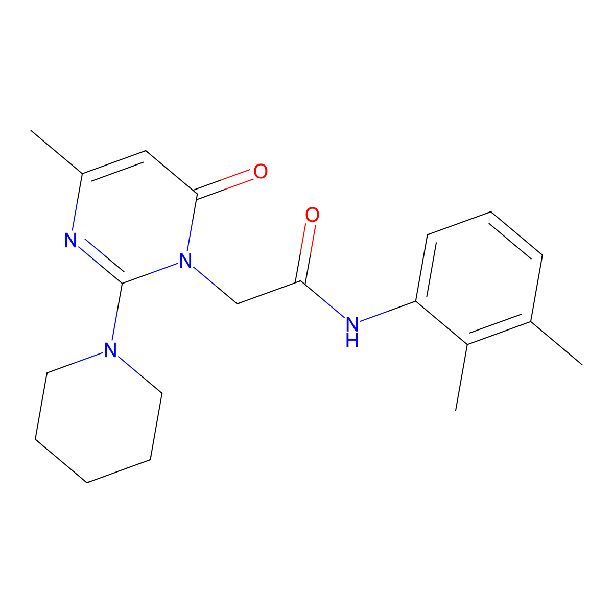 N-(2,3-dimethylphenyl)-2-(4-methyl-6-oxo-2-(piperidin-1-yl)pyrimidin-1(6H)-yl)acetamide molecular structure, CAS 1251553-48-6