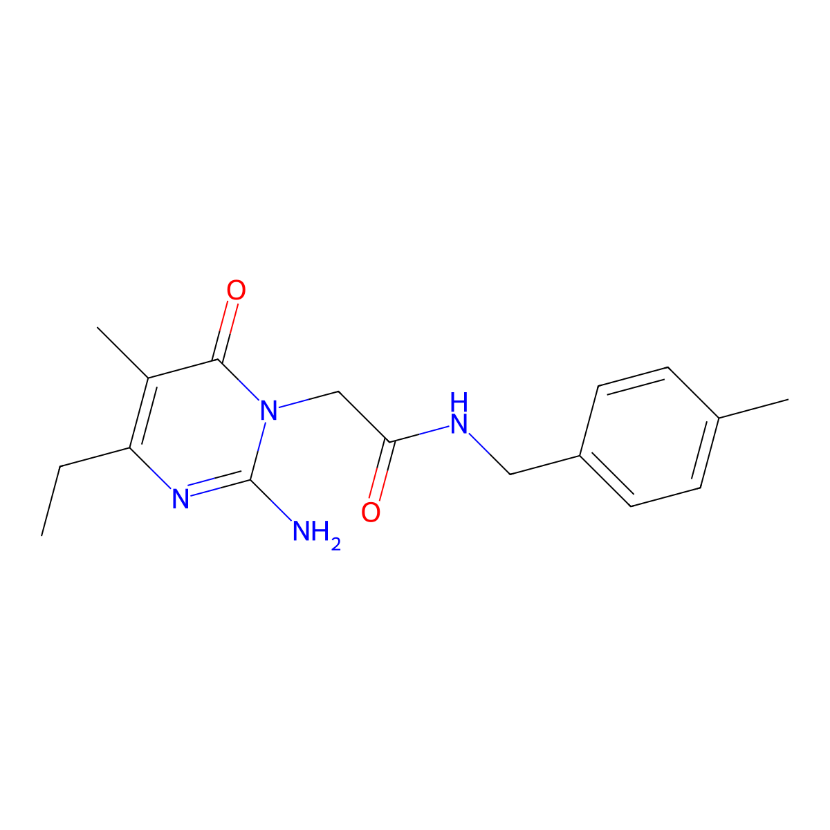 2-(2-amino-4-ethyl-5-methyl-6-oxopyrimidin-1(6H)-yl)-N-(4-methylbenzyl)acetamide molecular structure, CAS 1251553-53-3
