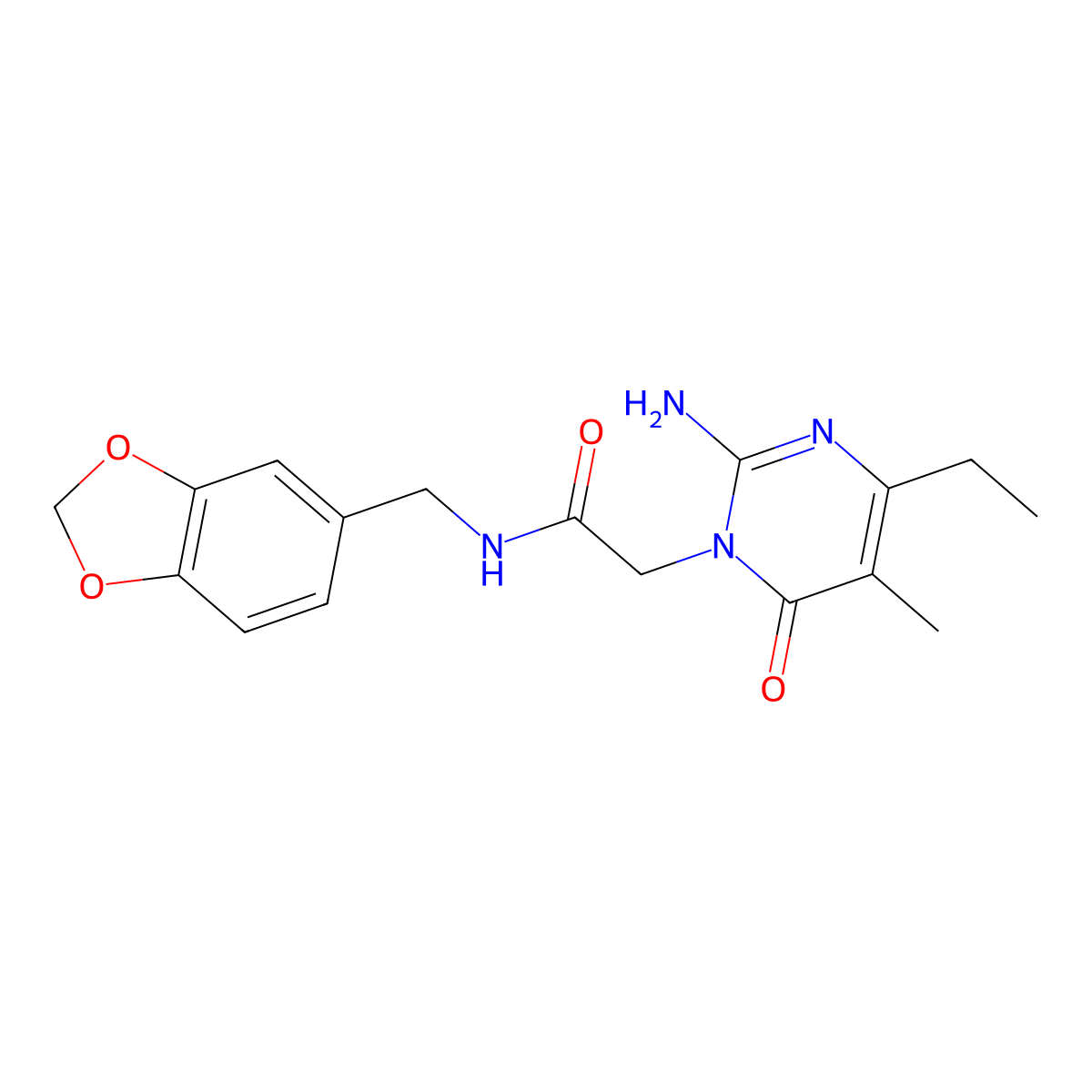 2-(2-amino-4-ethyl-5-methyl-6-oxo-1,6-dihydropyrimidin-1-yl)-N-[(2H-1,3-benzodioxol-5-yl)methyl]acetamide molecular structure, CAS 1251553-55-5