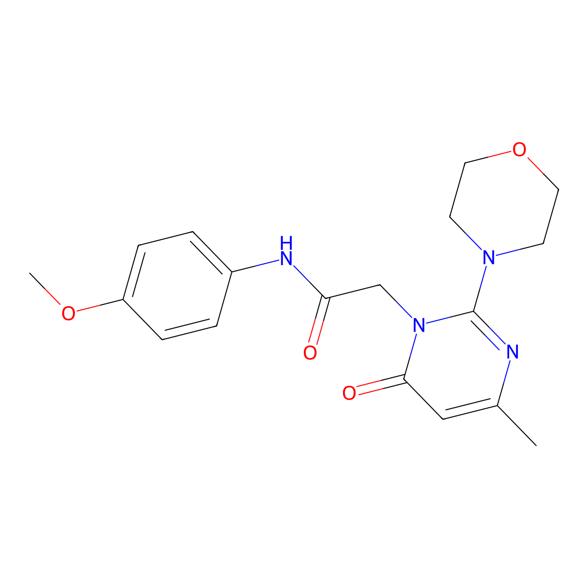 N-(4-methoxyphenyl)-2-[4-methyl-2-(morpholin-4-yl)-6-oxo-1,6-dihydropyrimidin-1-yl]acetamide molecular structure, CAS 1251553-57-7
