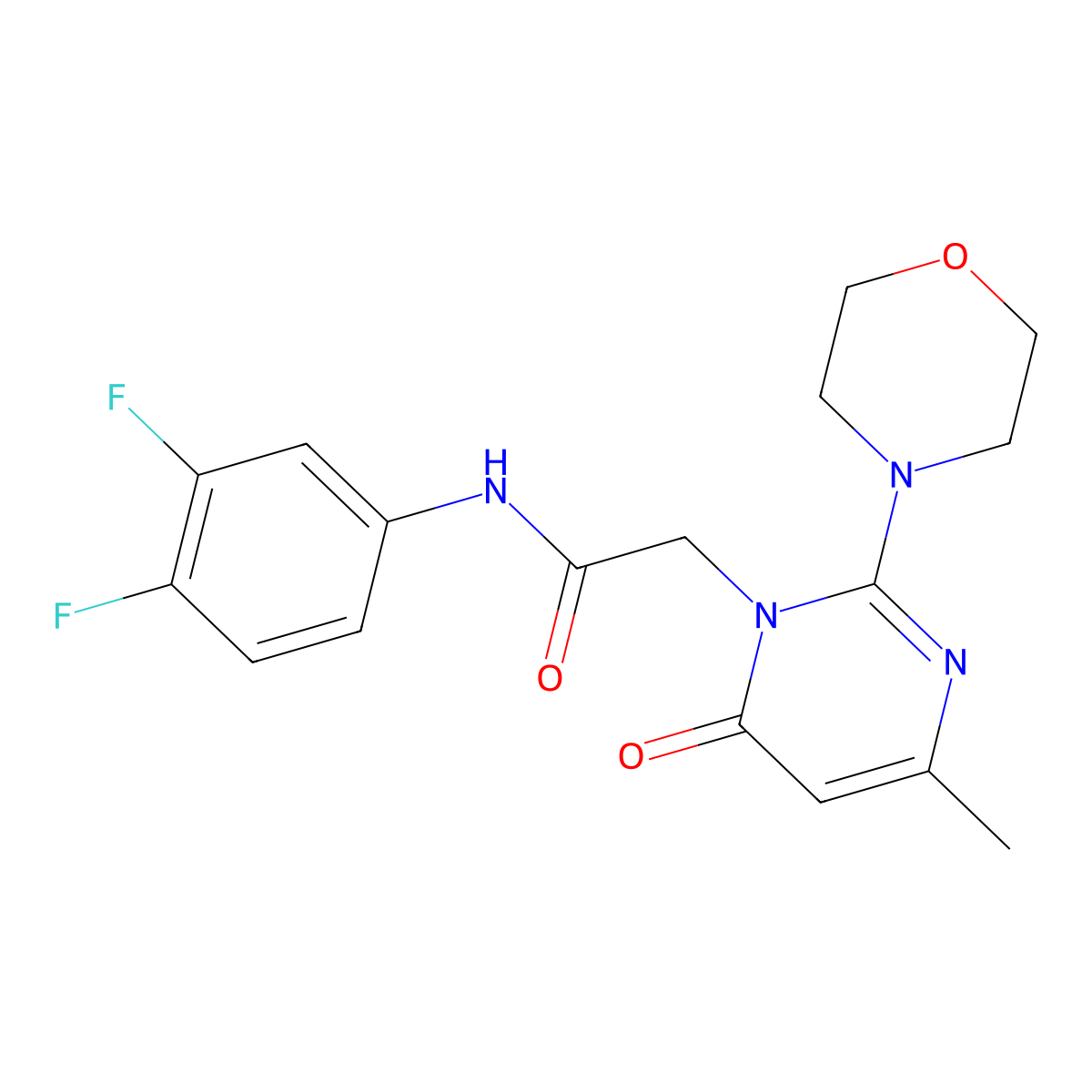 N-(3,4-difluorophenyl)-2-[4-methyl-2-(morpholin-4-yl)-6-oxo-1,6-dihydropyrimidin-1-yl]acetamide molecular structure, CAS 1251553-58-8