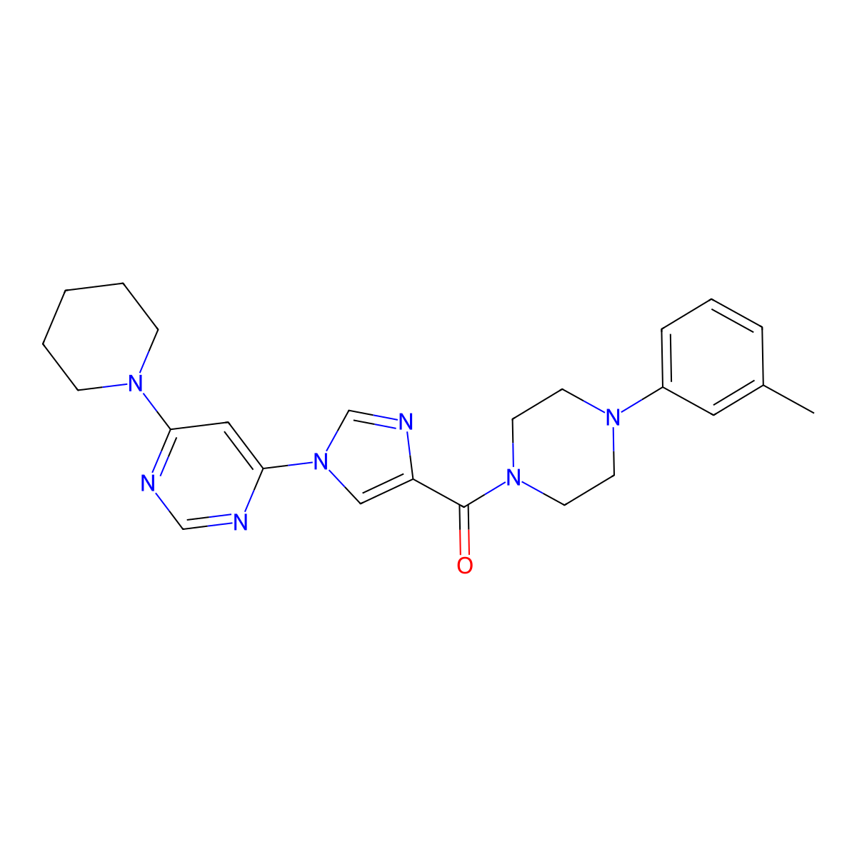 4-{4-[4-(3-methylphenyl)piperazine-1-carbonyl]-1H-imidazol-1-yl}-6-(piperidin-1-yl)pyrimidine molecular structure, CAS 1251553-61-3