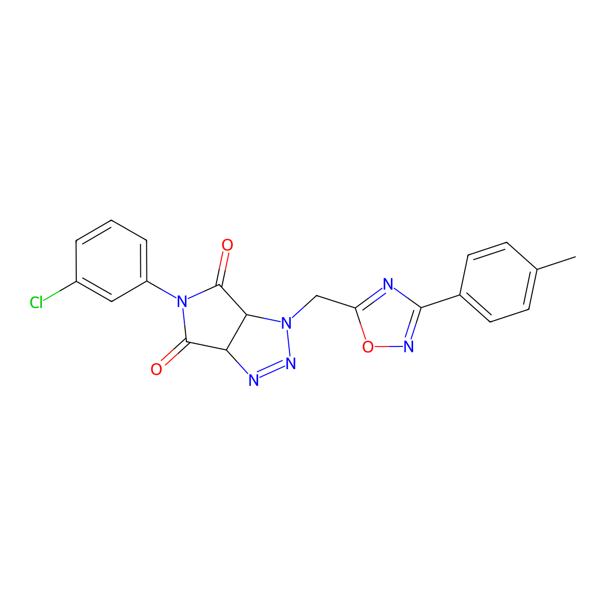 5-(3-chlorophenyl)-1-((3-(p-tolyl)-1,2,4-oxadiazol-5-yl)methyl)-1,6a-dihydropyrrolo[3,4-d][1,2,3]triazole-4,6(3aH,5H)-dione molecular structure, CAS 1251556-02-1