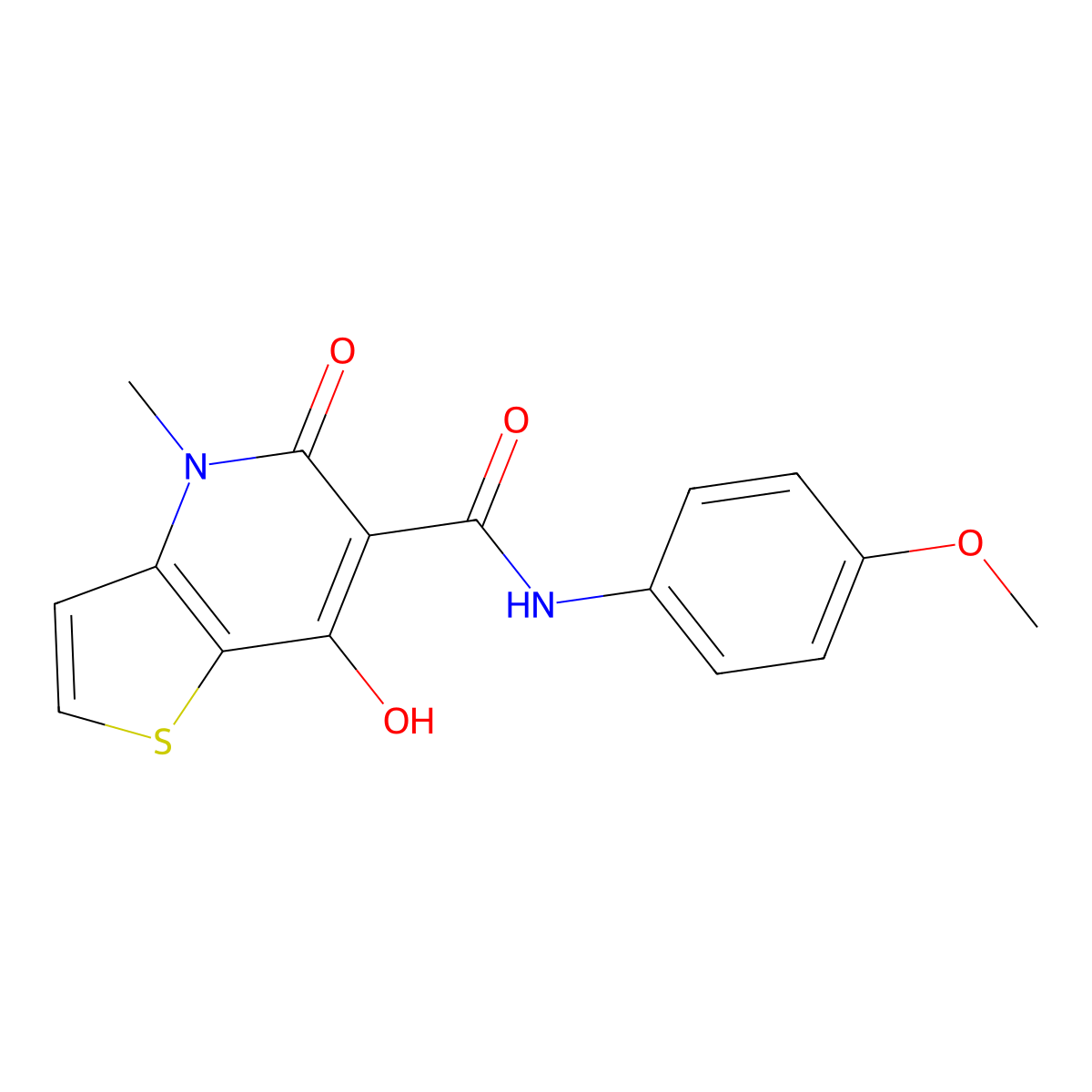 7-hydroxy-N-(4-methoxyphenyl)-4-methyl-5-oxo-4H,5H-thieno[3,2-b]pyridine-6-carboxamide molecular structure, CAS 1251556-14-5