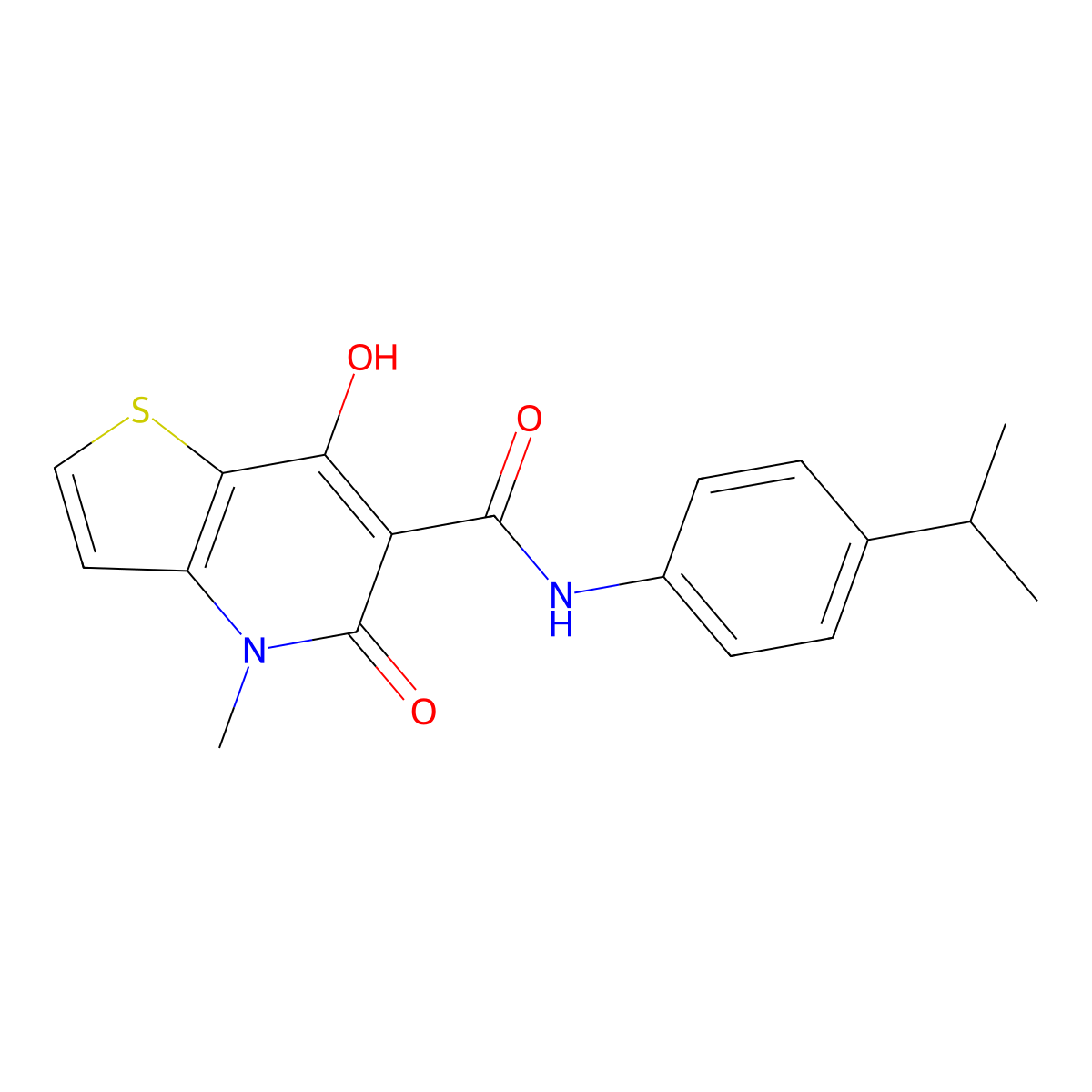 7-hydroxy-N-(4-isopropylphenyl)-4-methyl-5-oxo-4,5-dihydrothieno[3,2-b]pyridine-6-carboxamide molecular structure, CAS 1251556-15-6