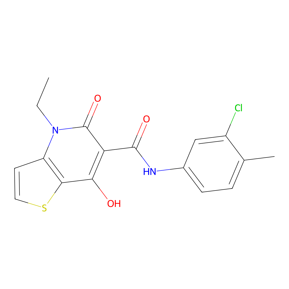 N-(3-chloro-4-methylphenyl)-4-ethyl-7-hydroxy-5-oxo-4,5-dihydrothieno[3,2-b]pyridine-6-carboxamide molecular structure, CAS 1251556-20-3