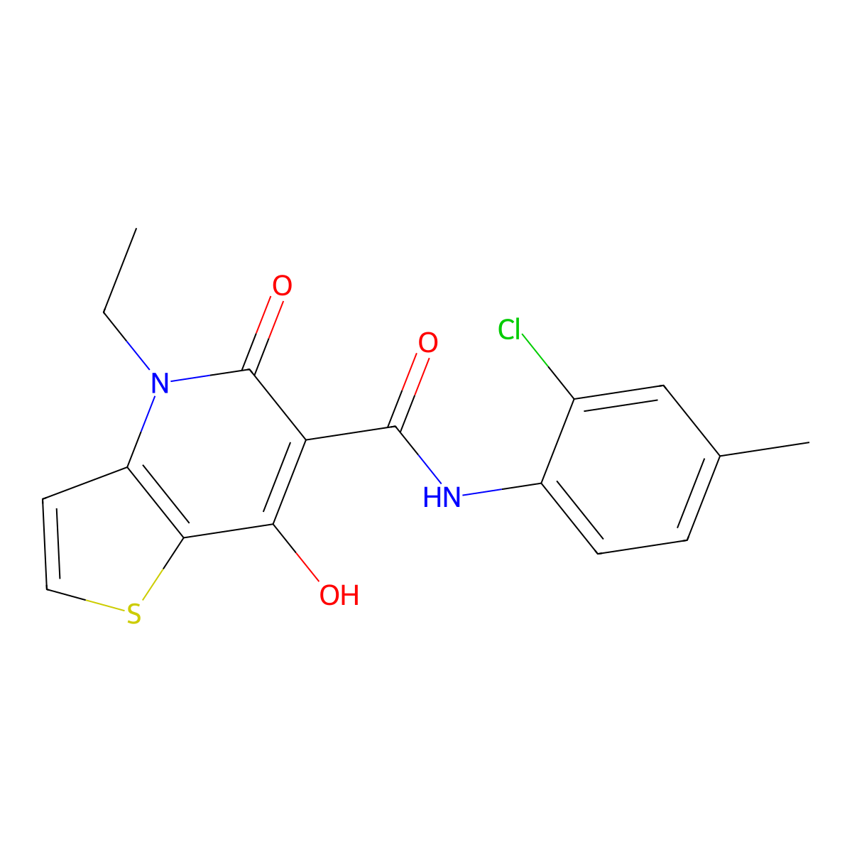 N-(2-chloro-4-methylphenyl)-4-ethyl-7-hydroxy-5-oxo-4,5-dihydrothieno[3,2-b]pyridine-6-carboxamide molecular structure, CAS 1251556-25-8