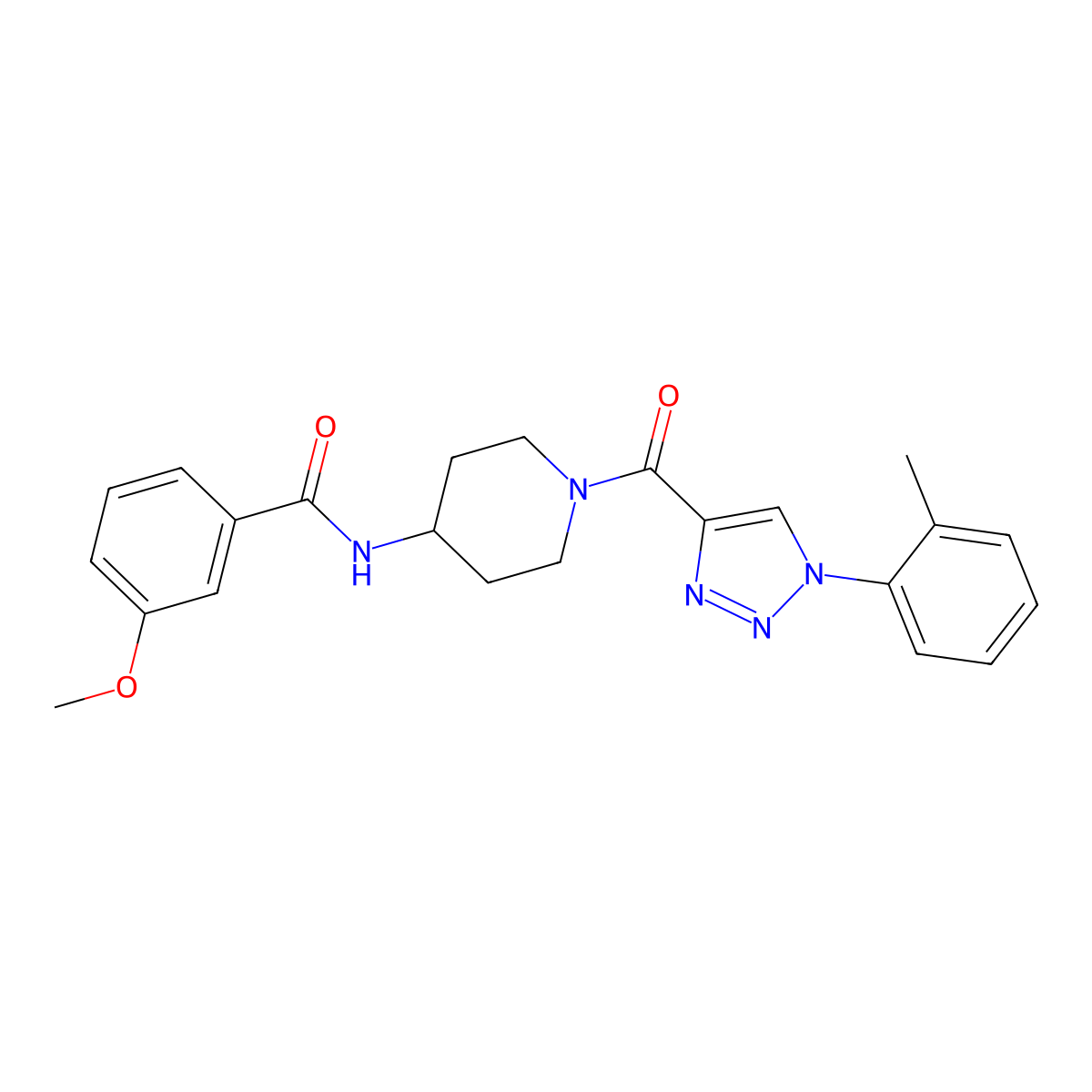 3-methoxy-N-(1-(1-(o-tolyl)-1H-1,2,3-triazole-4-carbonyl)piperidin-4-yl)benzamide molecular structure, CAS 1251556-31-6