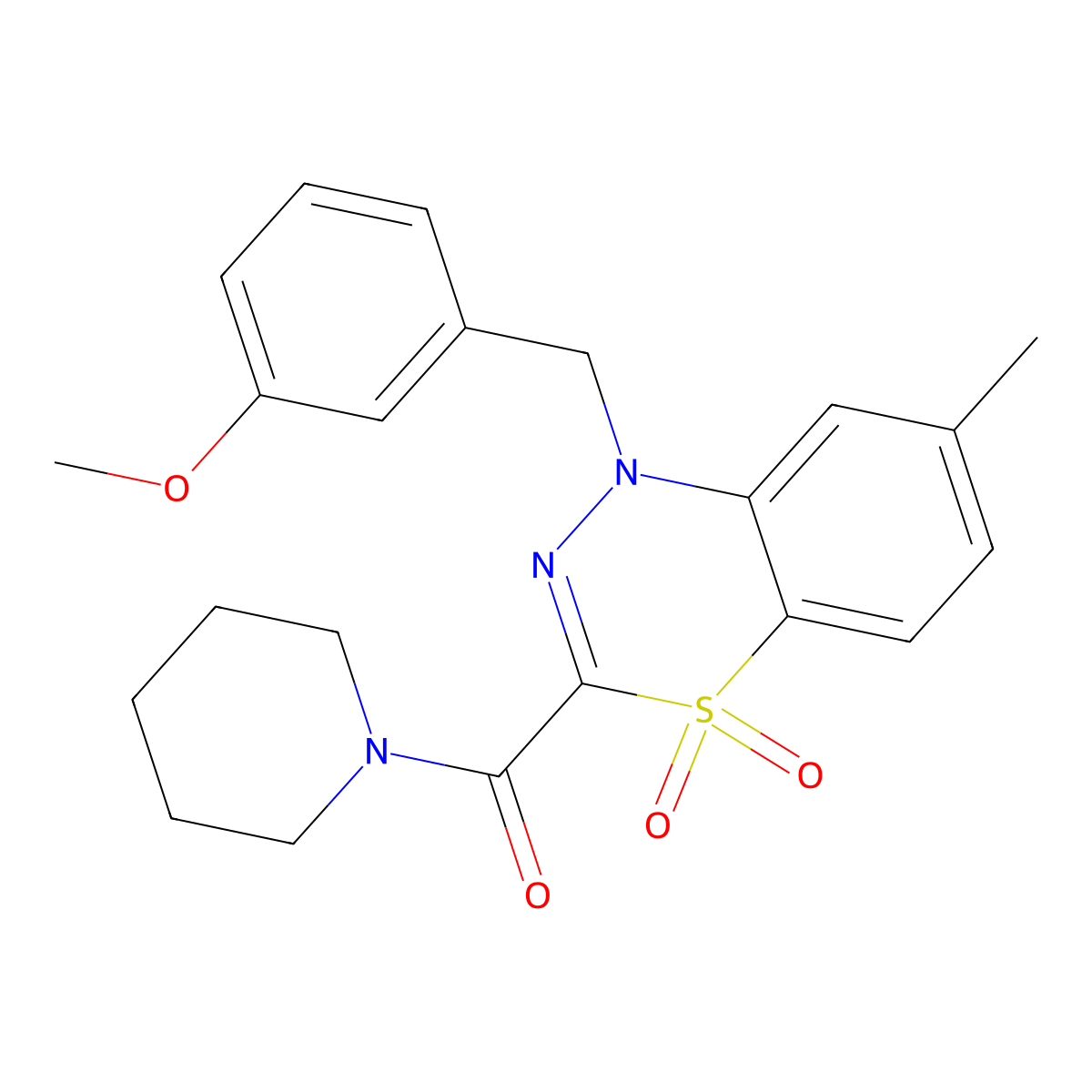 1-[(3-methoxyphenyl)methyl]-7-methyl-3-(piperidine-1-carbonyl)-1H-4lambda6,1,2-benzothiadiazine-4,4-dione molecular structure, CAS 1251556-35-0