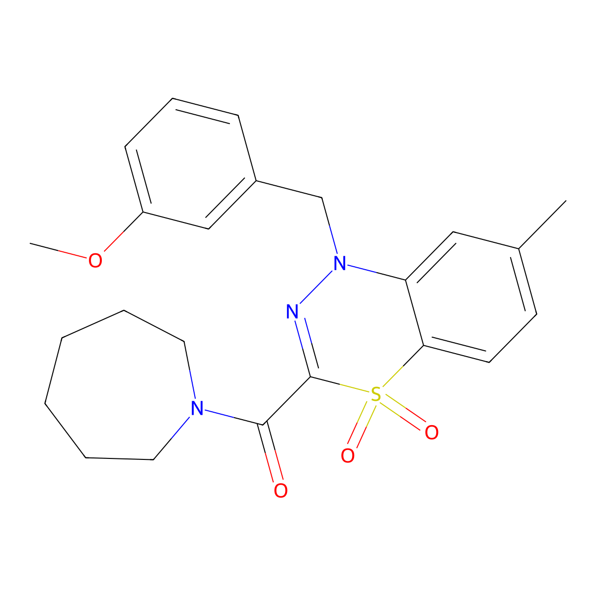 3-(azepane-1-carbonyl)-1-[(3-methoxyphenyl)methyl]-7-methyl-1H-4lambda6,1,2-benzothiadiazine-4,4-dione molecular structure, CAS 1251556-41-8