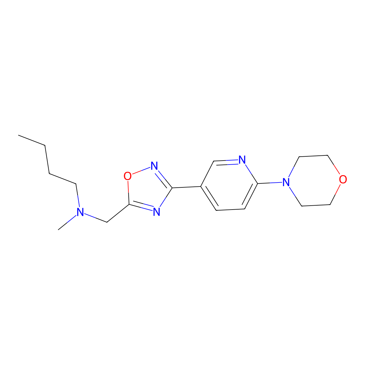 Butyl(methyl)({3-[6-(morpholin-4-yl)pyridin-3-yl]-1,2,4-oxadiazol-5-yl}methyl)amine molecular structure, CAS 1251556-46-3