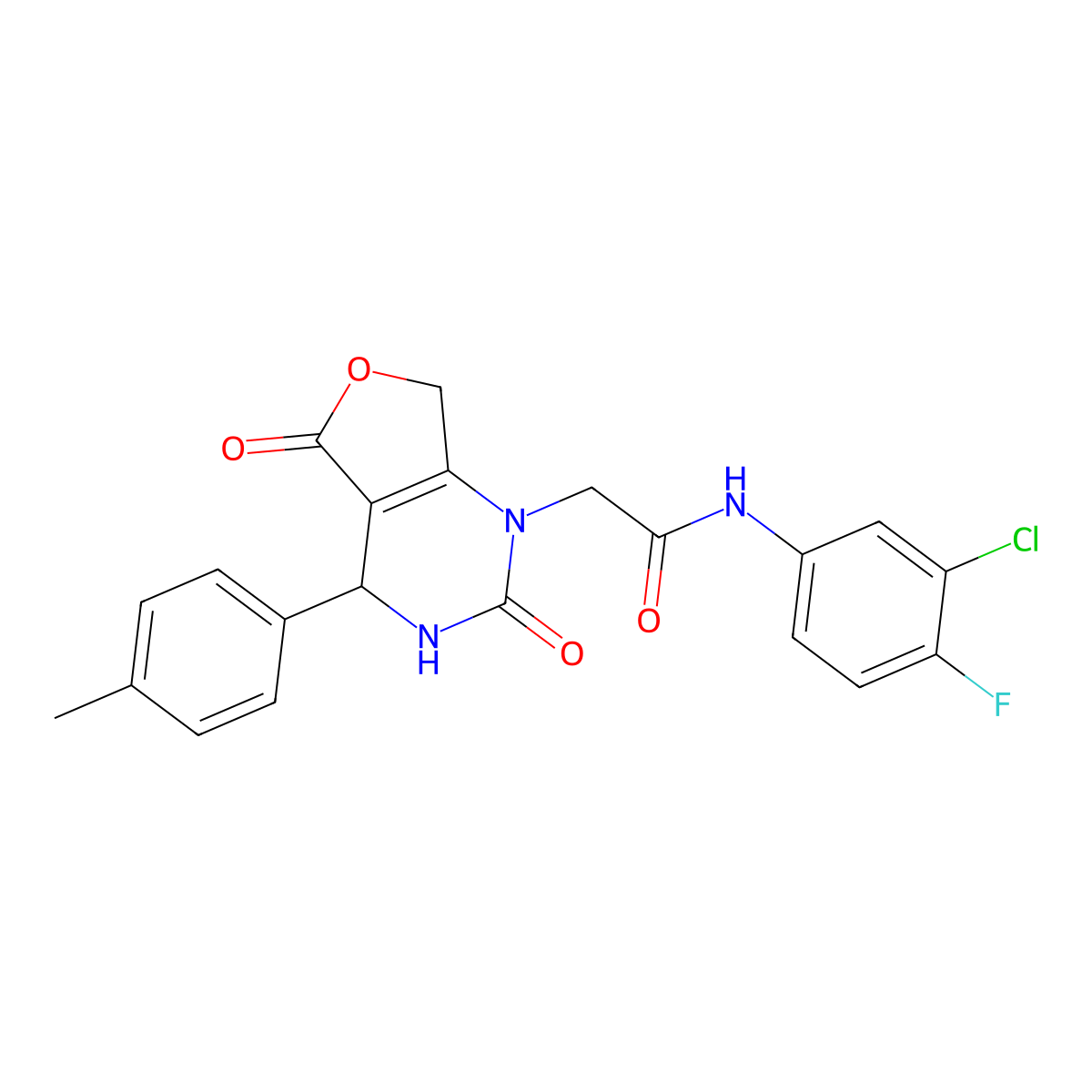 N-(3-chloro-4-fluorophenyl)-2-[4-(4-methylphenyl)-2,5-dioxo-1H,2H,3H,4H,5H,7H-furo[3,4-d]pyrimidin-1-yl]acetamide molecular structure, CAS 1251556-50-9