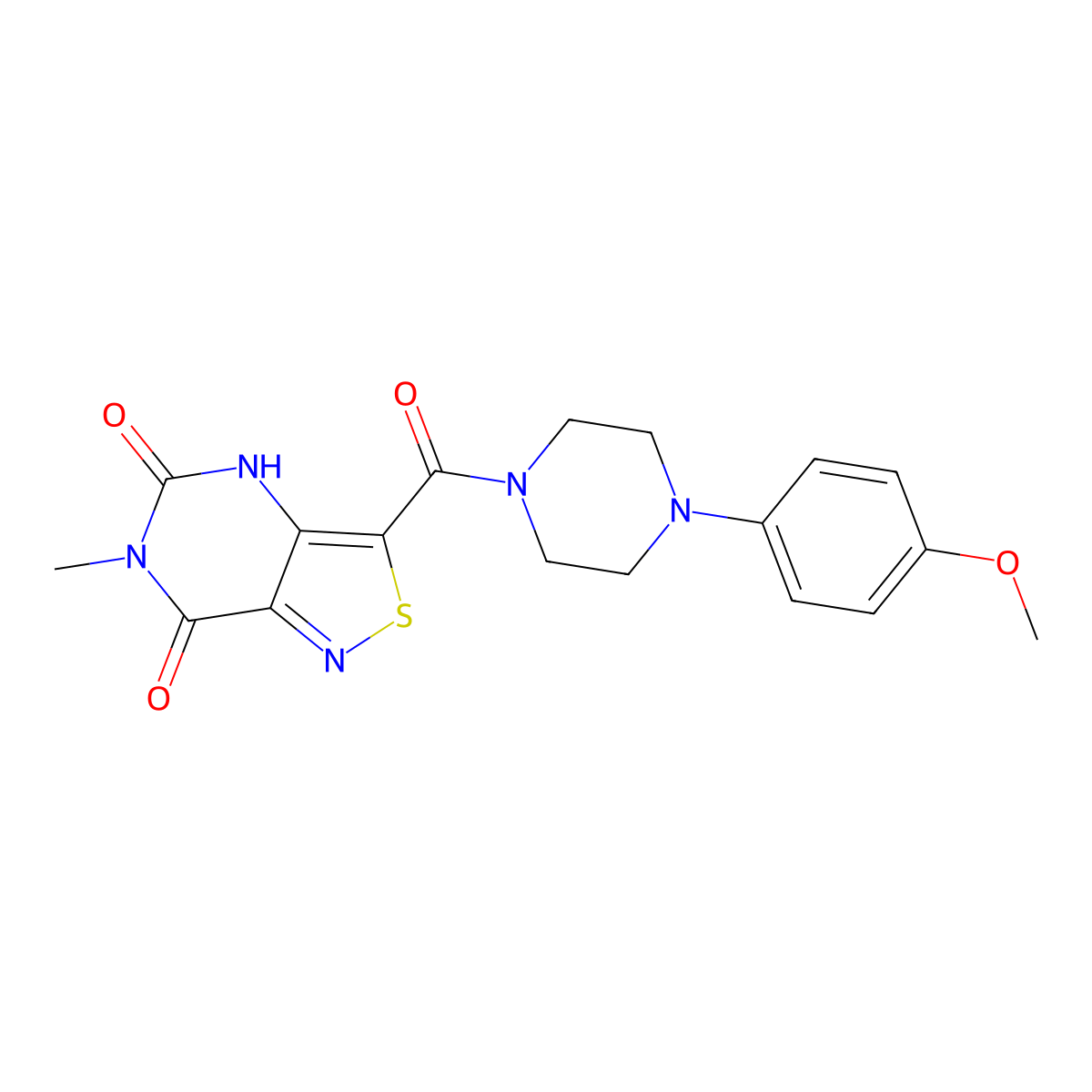 3-[4-(4-methoxyphenyl)piperazine-1-carbonyl]-6-methyl-4H,5H,6H,7H-[1,2]thiazolo[4,3-d]pyrimidine-5,7-dione molecular structure, CAS 1251556-54-3
