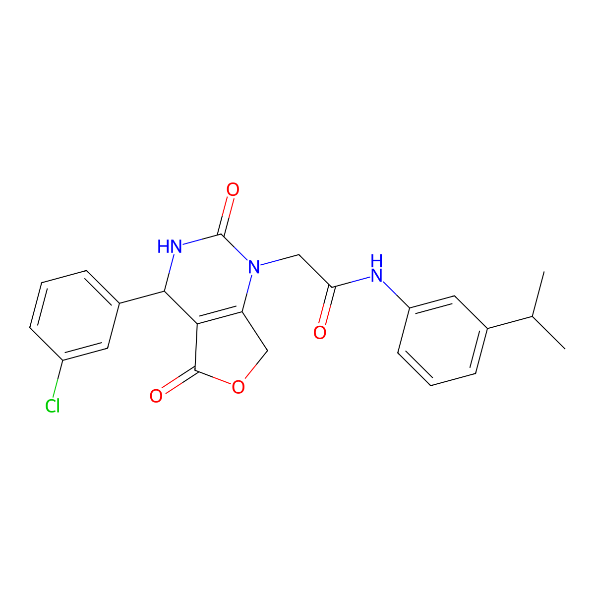 2-(4-(3-chlorophenyl)-2,5-dioxo-3,4-dihydrofuro[3,4-d]pyrimidin-1(2H,5H,7H)-yl)-N-(3-isopropylphenyl)acetamide molecular structure, CAS 1251556-55-4