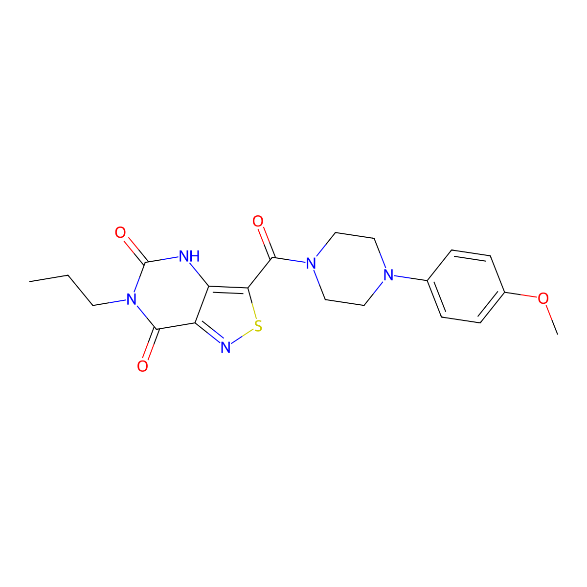 3-{[4-(4-methoxyphenyl)piperazino]carbonyl}-6-propylisothiazolo[4,3-d]pyrimidine-5,7(4H,6H)-dione molecular structure, CAS 1251556-59-8